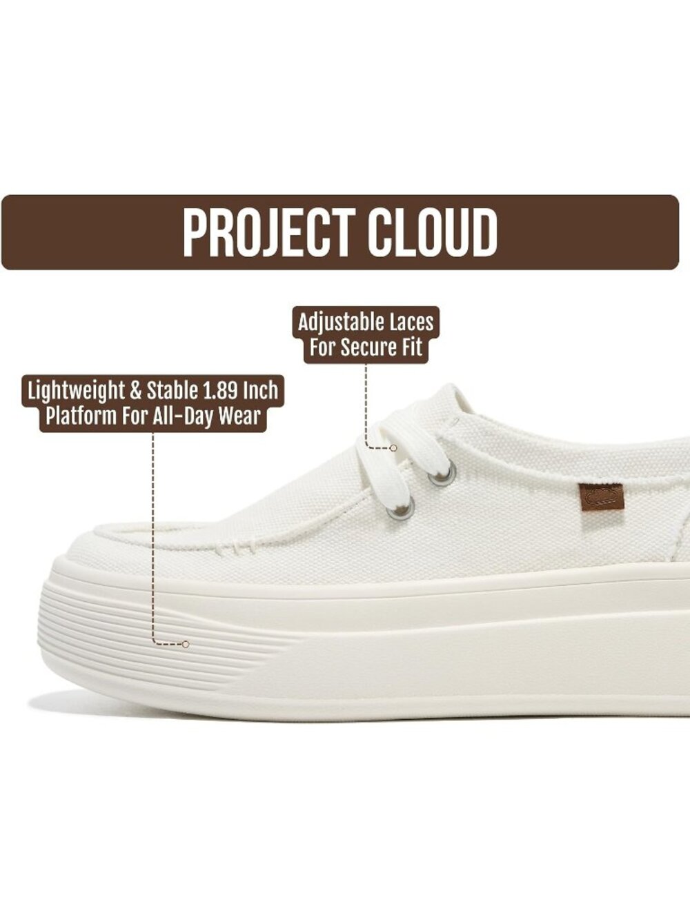 Women's Off White Canvas High Density Smart Foam Insole Lightweight Sneakers - Picture 3 of 4